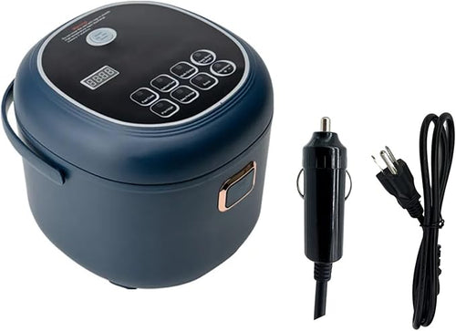 12V/24V/110V Rice Cooker Mini 2L Portable Multicooker 24h Keep Warm Small with Steam Tray Picnic Camping Travel For Car/Truck/Home (Blue)