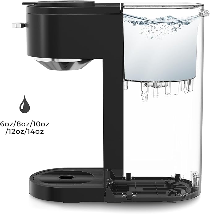 Kismile K-mini Single Serve Coffee Maker for K Cup and Ground Coffee - Dual Brew Coffee MachineAdjustable 6oz-14oz Cup Size Auto Clean &amp Shut Off Compact Design for Home/Office (Matte Black)