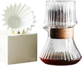 Pour Over Coffee Maker Slow Drip Style Brewer Cup Three Extraction Modes with 50 Pcs Paper Filter Glass Carafe for Home Café Restaurant Camping