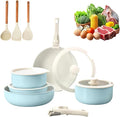 Cookware Set 5/11 Piece Utensils Cookware Set Removable Handle Stackable Nonstick Cooking Set for Kitchen With All Stovetops for Kitchen (Blue 11PCS)