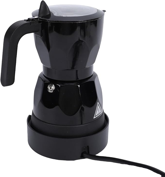GLOGLOW Electric Coffee Maker 3 Cup Aluminum Mocha Pot for Quick Brewing Compact Design for Home Office and Travel Use Coffee and Tea Supplies (Black)