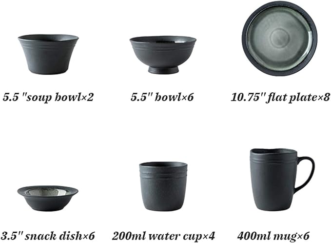 Porcelain Dinnerware Sets 32 Pieces Retro Ice Cracked Glaze Ceramics Dinner Combination Set | Cereals Bowls and Steak Plates Sets for Wedding Gifts