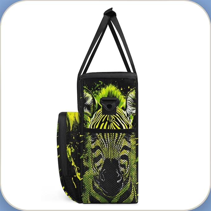 Neon Zebra Coffee Maker Carrying Bag Portable Travel Storage Tote Bag Compatible with K-Mini or K-Mini Plus Single Serve Coffee Brewer Carrying Case with Multiple Pockets &amp Shoulder Strap