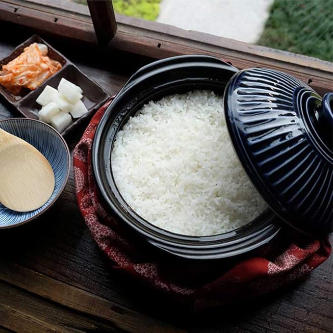 Pots Set Japanese Hot PotClay Rice CookerRound Ceramic CasseroleHeat-Resistant Earthenware Rice PotSlow Stew PotStovetop Ceramic CookwareStockpot