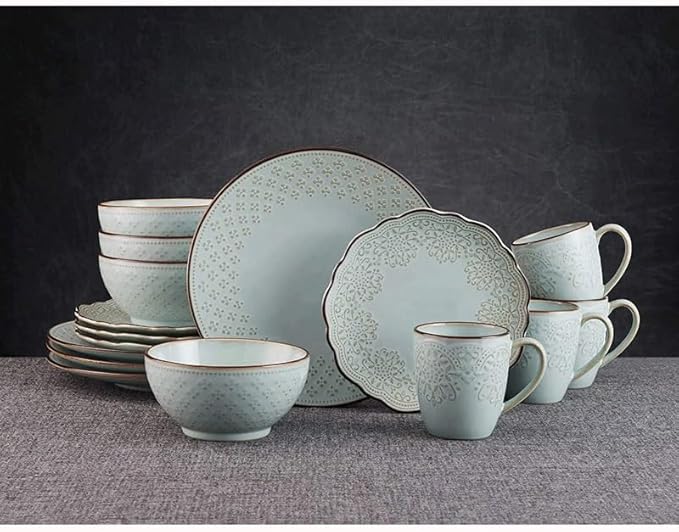 Restaurant and Hotel Stoneware 16-Piece Dinnerware Set Plate and Bowl Dinnerware Set