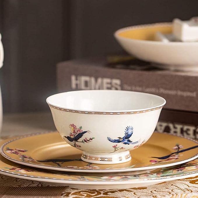 Ceramics Dinnerware Set 60 Pcs Bowl/Dish/Soup Pot/Bone China Dinner Sets Enamel Craft Pattern Porcelain Combination Set