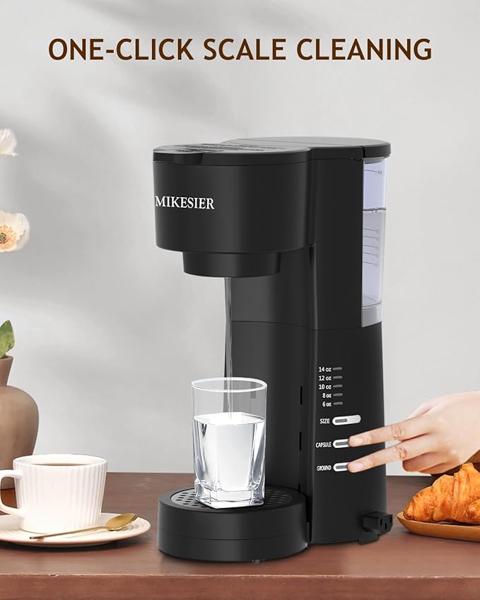 3IN1 Single Serve Coffee Maker with Milk Frother Small Coffee Machine for K Cup &amp Ground 6-14oz Brew Size 28oz Water Tank Adjustable Drip Tray