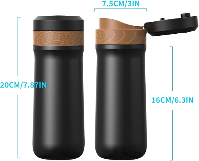 French Press Coffee Maker 320ML Stainless Steel Portable Hot &amp Cold Brew Vacuum Insulated Travel Mug