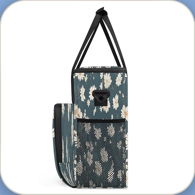 Floral Daisy Printed Coffee Maker Travel Bag for K-Mini or K-Mini Plus Single Serve Coffee Brewer Portable Storage Tote Case for Tarvel
