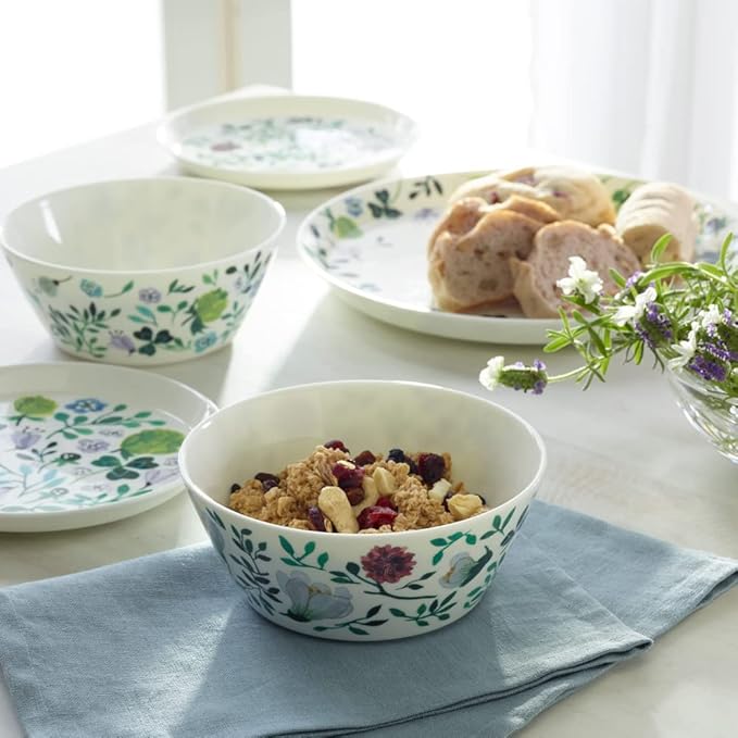 Narumi 96604-23169P Dinnerware Set Green Floral Cute Set for 2 5 Pieces Microwave Heater Dishwasher Safe Gift Box Included