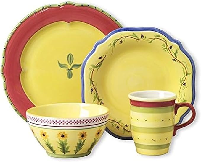 Pfaltzgraff Pistoulet Red 16 Piece Dinnerware Set Service for 4