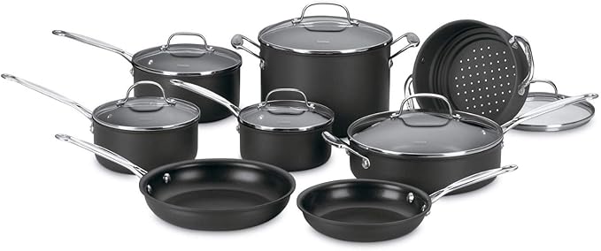 Cuisinart 14-Piece Cookware Set Chef's Classic NonStick Hard Anodized Gray 66-14N