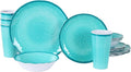 Melamine Dinnerware Set for 4-16 Pcs:Camping Dishes Set with Dinner PlatesSalad PlatesBowls and Cups.Lightweight and Unbreakable.Indoor and Outdoor Use.