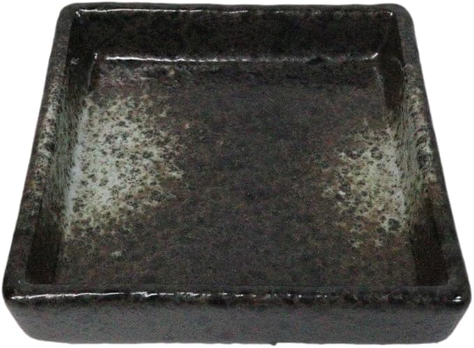 Ebros Gift Artistic Charcoal Grey Tone Hakumu Collection Dinnerware Serveware Kitchenware Set Asian Japanese Restaurant Supply (Pack Of 6 Square Condiment Sauce Dishes 2oz)
