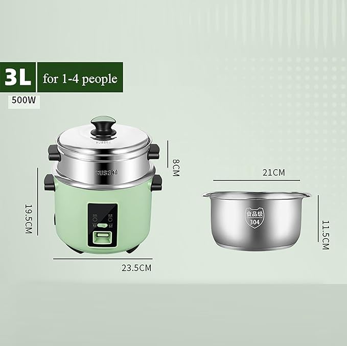 Rice Cooker (2-6L) 304 Stainless Steel Rice Cooker Intelligent Insulation Make Rice &amp Steam Food &amp Vegetables 220-240V US/EU Power(3L) zz-0326