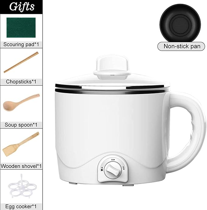 1.5L Multifunctional Rice Cooker Mini Electric Hot Pot For Home Or Student Dormitory Rice Cooking Noodle Cooking (White)