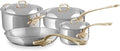 Mauviel M'Cook B 5-Ply Polished Stainless Steel 7-Piece Cookware Set With Brass Handles Made In France