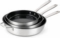 Alva Maestro Ceramic Nonstick Frying Pan Set 3-Piece Stainless Steel Skillet Set PFAS-Free 5-Ply Induction Compatible Oven Safe to 400°F 8 Inch 9.5 Inch &amp 11 Inch Fry Pans