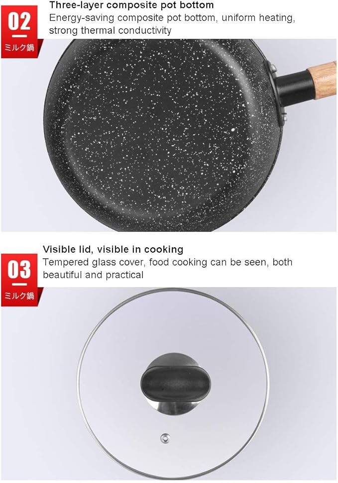 Cooking Pots and Pans Set Porridge Soup Ramen Milk Pot Non Stick Pot Korean Breakfast Cookware Set Japanese Kitchen Utensils (Size : 18cm) (20cm)