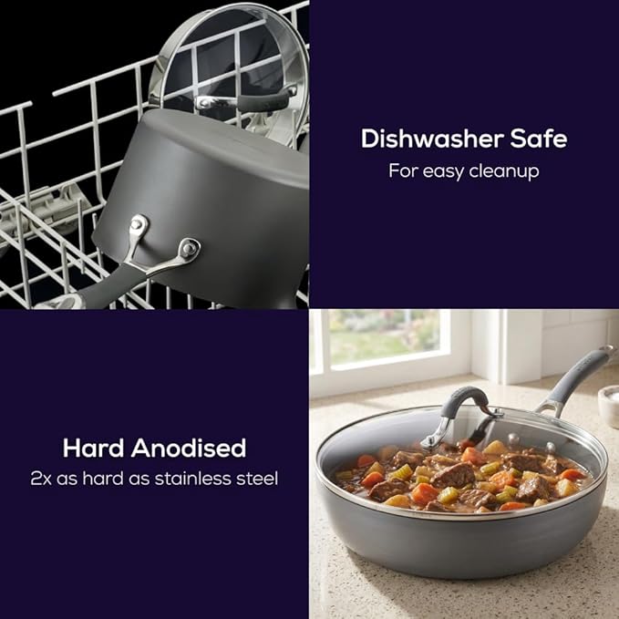 Circulon Radiance Deep Hard Anodized Nonstick Frying Pan /Skillet with Lid - 12 Inch Gray
