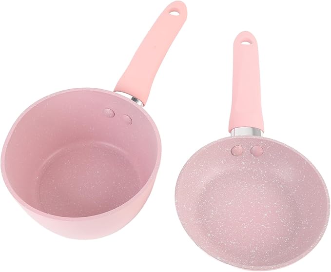 Pots and Pans Set Aluminum Alloy Non Stick Cooking Set with Frying Pan and Soup Milk Pot Portable Kitchen Cookware Set Easy to Clean Mini Cookware Set for Electric Ceramic