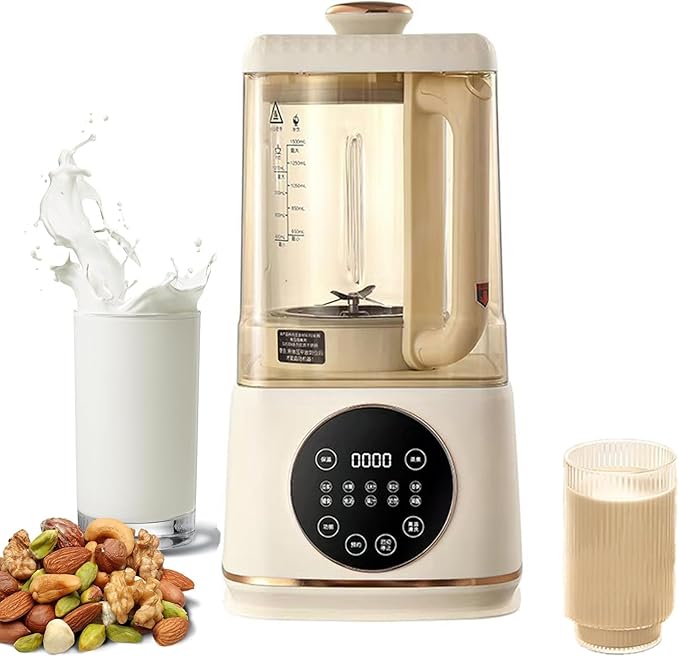 Nut Milk Maker 1750Ml - Mini Countertop Device with 14 Programs for Juices Soy Milk Smoothies and Milkshakes Hot and Cold Functionality