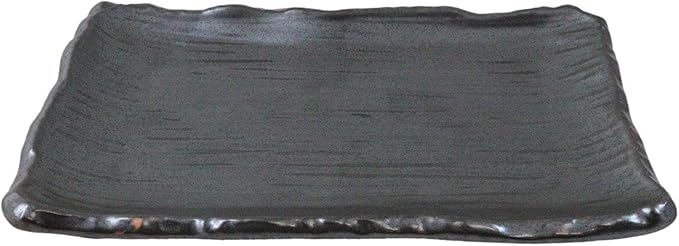 Ebros Gift Iron Black Clay Underglaze Technique Tetsu Kesho Porcelain Dinnerware Kitchen Set Asian Japanese Restaurant Supply (Pack Of 5 Rectangular Wavy Sushi Plates)