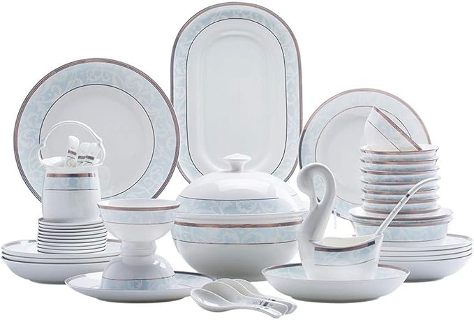 Ceramics Dinner Sets European Style 58 Pieces Dinnerware Set Bowl/Spoon/Plate - Family Party and Kitchen Restaurant