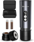 Maestri House 150W Espresso Maker with 2-3 Min Fast Self-Heating Portable Travel Espresso Coffee Machine with Bag Small Tea Cup Also Holder for NS Capsule &amp Ground Coffee for Car Camping RV Hi