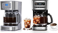 Taylor Swoden Programmable Coffee Makers 12 Cup Hot and Iced Coffee Maker 4 Brew Strength LED Display 24H Timer Keep Warm&ampAuto Shutoff- Drip Coffee Machine for Home/Office Black &ampStainle