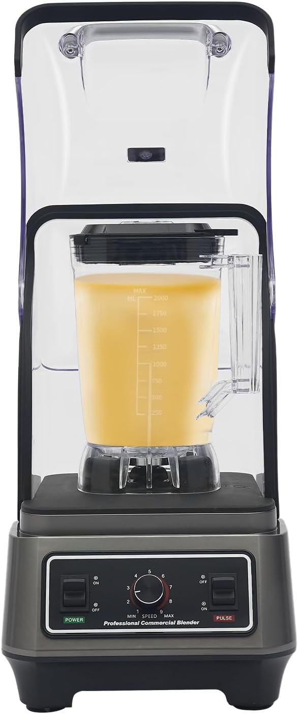 67.63oz Professional Blenders Heavy Duty Smoothie Maker Machine with Adjustable Speed(9 Gears) &amp Power(1600W) Commercial Blender Machine Smoothie Maker for Homes Restaurants Milk Tea Shops