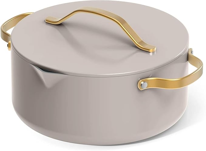 Nonstick Ceramic Cookware Set (12 Piece) Pots Frying Pans Lids and Kitchen Storage Oven Safe Pan Set &amp Compatible with All Stovetops - (Porcini Taupe)