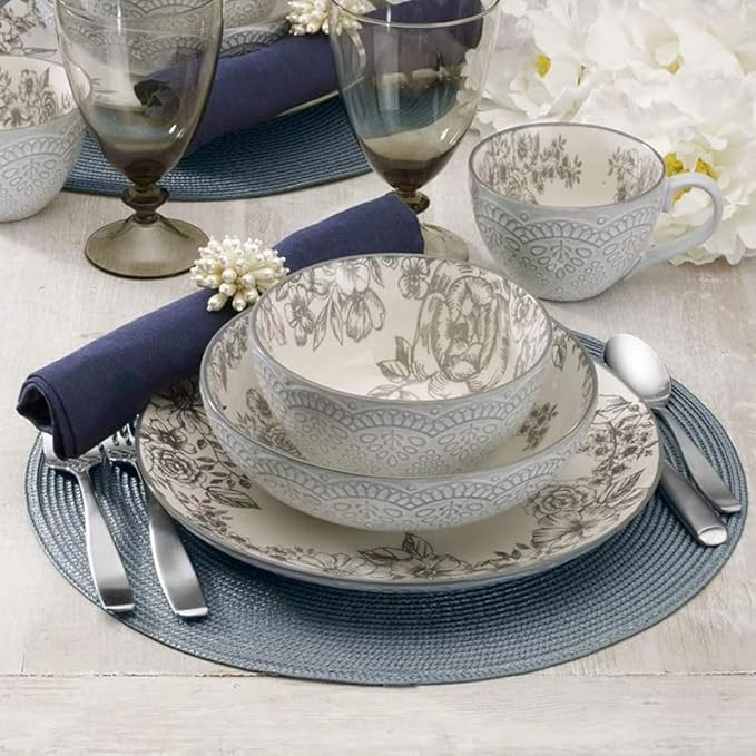 16 Piece Stoneware Dinnerware Set Ceramic Dishes Tableware of Plates Dinner Sets Plate Dish Food Dining