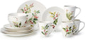 Holly and Vines Christmas Dinnerware Set – 16-Piece Stoneware Service for 4 with Artist-Designed Holiday Plates Mugs &amp Bowls Elegant Tableware for Christmas Hosting &amp Winter Entertaining