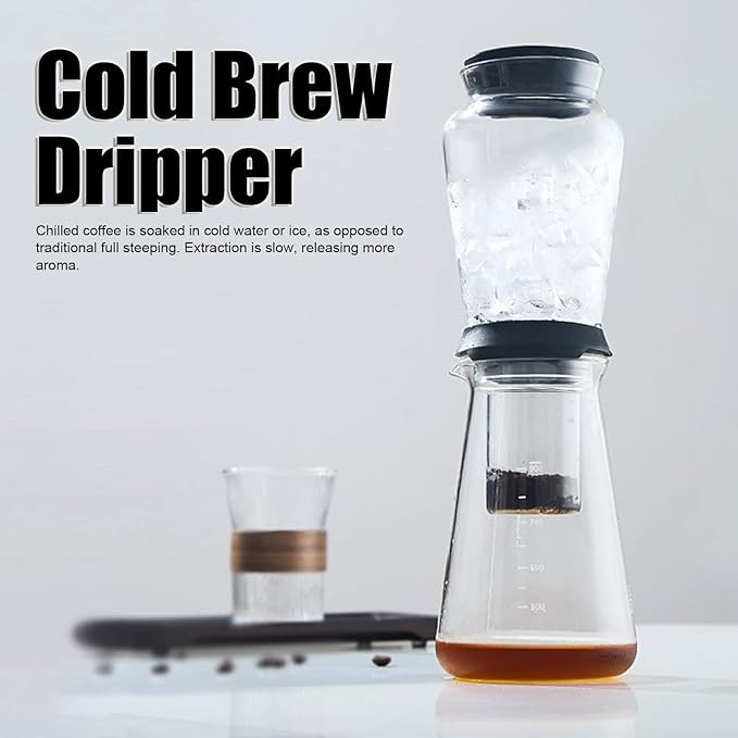 Ice Cold Brew Dripper High Borosilicate Glass Professional Cold Brew Coffee Maker Fire Toughened Pitcher 304 Stainless Steel Filter