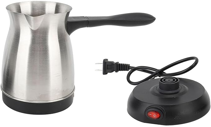 Electric Turkish Coffee Maker 0.6L Stainless Steel Arabic Greek Turkish Coffee Pot with Removable &amp Anti Scald Handle Fast Brewing Coffee Maker Kettle for Coffee Tea Milk