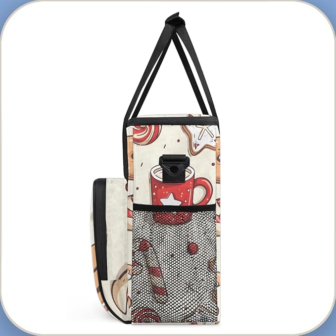 Glitter Gingerbread Man Coffee Maker Carrying Bag Travel Storage Bag Compatible with K-Mini or K-Mini Plus Single Serve Coffee Brewer Carrying Case with Multiple Pockets &amp Shoulder Strap