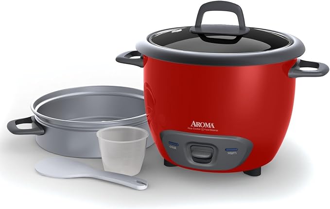 6 Cup Rice Cooker RED (Renewed)