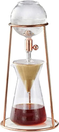 Habiba Iced Drip Coffee Maker Transparent Siphon Coffee Maker Cold Brew Coffee Maker with Stainless Steel Stand 400ml High Borosilicate Glass Top Pot Reusable