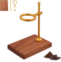 Pour Over Coffee Stand Height Adjustable Pour over Coffee Maker with Sapele Wooden Base Paper Filters Bronze
