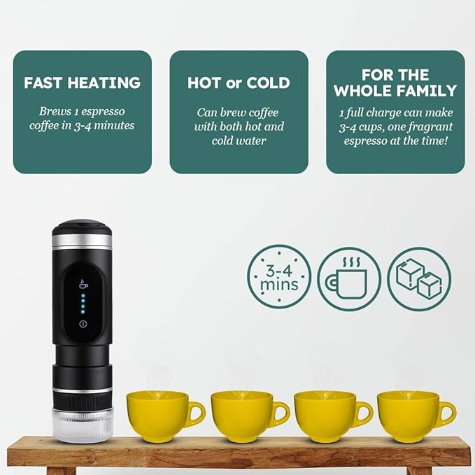 Portable Espresso Maker for Travel and Camping: Mini Battery Operated Coffee Machine for On-the-Go Brewing