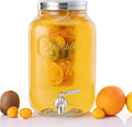 Navaris Drink Dispenser with Tap - 2.1gal (8L) - Glass Drinks Dispenser w/Fruit Infuser &amp Ice Insert - Large Water or Cocktail Jar - For Party Office or Home