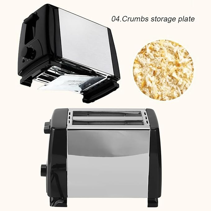 2 Slice Extra Wide Slot Toaster Stainless Steel Toaster Machine with 6 Toast Settings Removable Crumb Tray and Compact Design Perfect for Toasting Bread Bagels Waffles and Puff Pastry