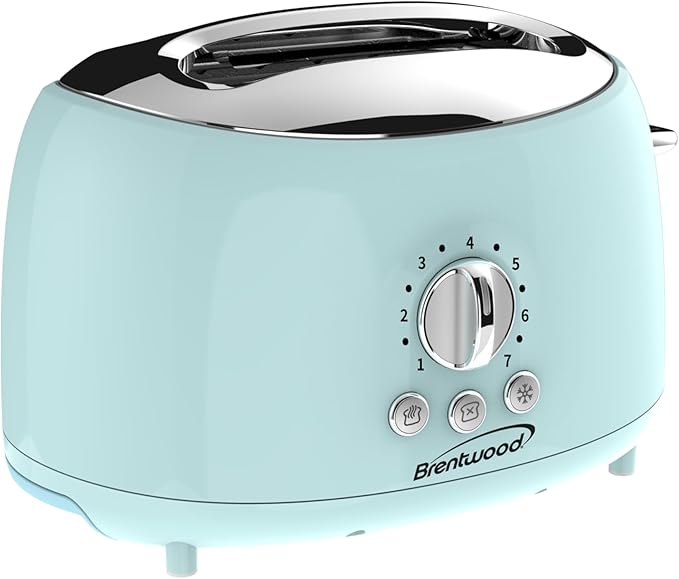 Brentwood Appliances Cool-Touch 2-Slice Retro Toaster with Extra-Wide Slots (Blue)