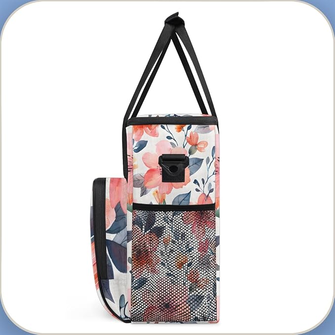 Nectar-rich Flowers Coffee Maker Carrying Bag Portable Travel Storage Tote Bag Compatible with K-Mini or K-Mini Plus Single Serve Coffee Brewer Carrying Case with Multiple Pockets &amp Shoulder Str