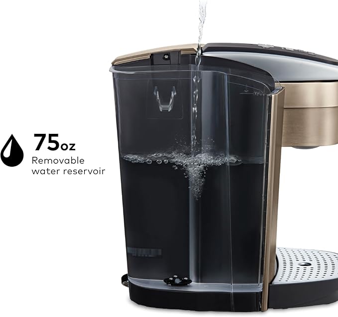 Keurig K-Elite Single Serve K-Cup Pod Coffee Maker with Strength and Temperature Control Iced Coffee Capability 8 to 12oz Brew Size Programmable Brushed Gold