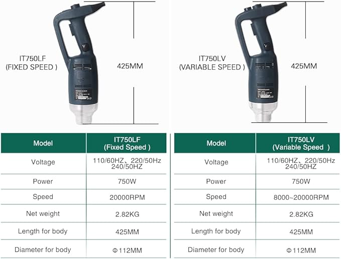 Commercial 500W Hand Blender Variable Speed - Electric Stick Blender with 500mm