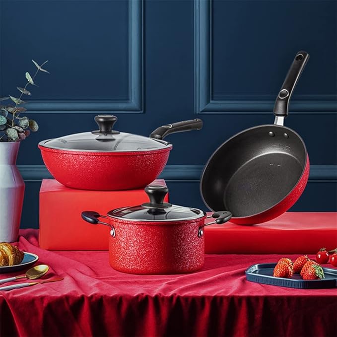 Cookware 3 Piece Cookware Set Household Pot Wok Frying Soup Nonstick Kitchen Pot Set Combination Pot Pot Pot Soup Pot (Color : A Size A