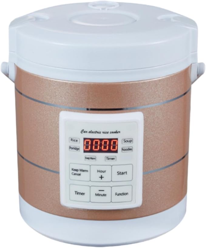 Car Multicooker Car Electrical Appliance Space Saving Easy to Use Noodle Cooker Food Heater for Trucks Camping 1 to 2 People Gold