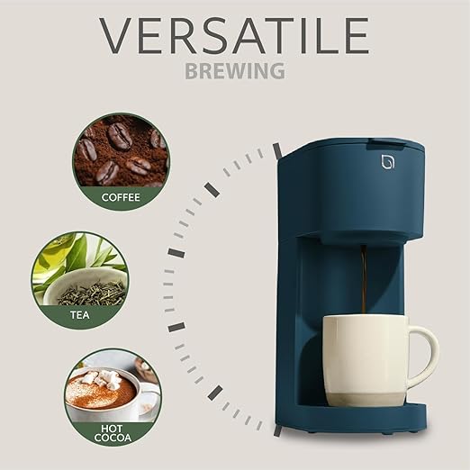 WILLOW K-Cup Coffee Maker Single Serve Coffee Maker with 6 to 12oz Brew Size &amp Strong Brew Option Single Cup Coffee maker made with 99% PCR Recycled Plastics Coffee Machine - NAVY BLUE